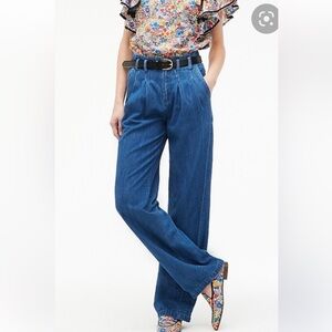 J. Crew Pleated wide-leg jeans in indigo chambray
